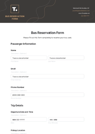 Free Bus Reservation Form Template to Edit Online