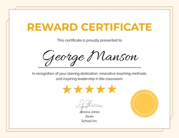 Free Reward Certificate with Stars Template to Edit Online