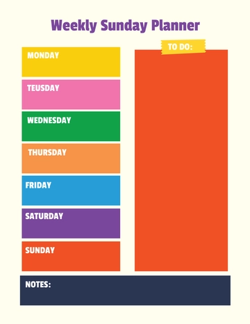 Free Weekly Sunday Planner Design Template to Edit Online