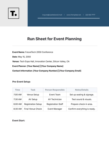 Free Run Sheet for Event Planning Template to Edit Online