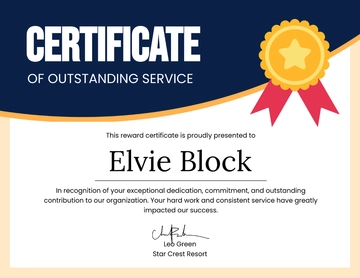 Free Reward Certificate for Service Template to Edit Online