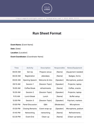 Free Run Sheet Format Template to Edit Online