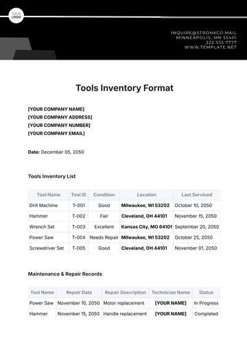 Free Tools Inventory Format Template to Edit Online