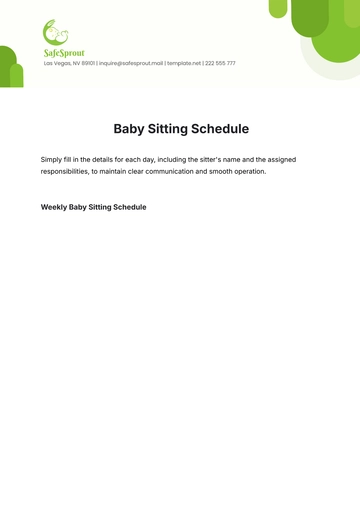 Free Baby Sitting Schedule Template to Edit Online