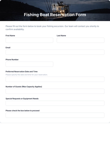 Free Fishing Boat Reservation Form Template to Edit Online