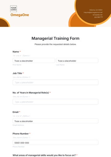 Free Managerial Training Form Template to Edit Online