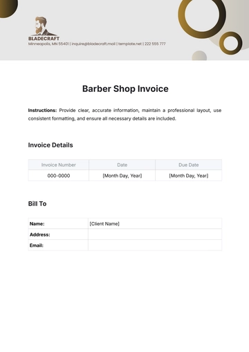 Free Barber Shop Invoice Template to Edit Online