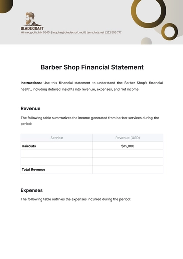 Free Barber Shop Financial Statement Template to Edit Online