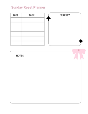 Free Sunday Reset Planner Template to Edit Online