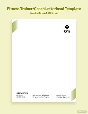 Fitness Trainer/Coach Letterhead Template
