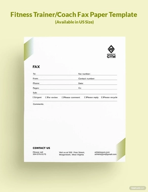 Fitness Trainer/Coach Fax Paper Template