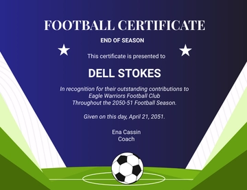 Free End-of-Season Football Certificate Template to Edit Online