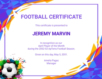 Free Colorful Football Award Certificate Template to Edit Online