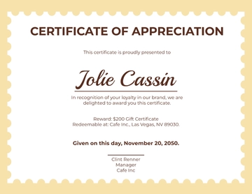 Free Gift Reward Certificate Template to Edit Online