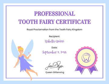 Free Professional Tooth Fairy Certificate Template to Edit Online