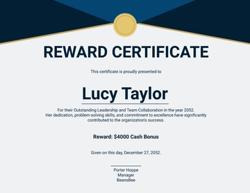 Free Reward Certificate Design Template to Edit Online