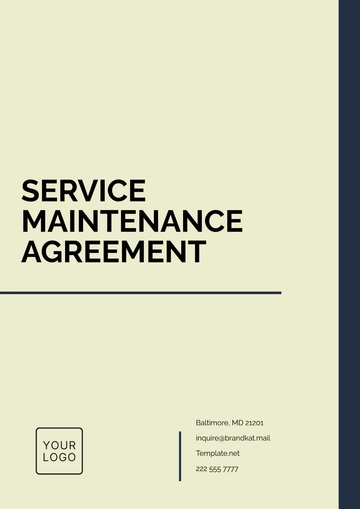 Free Service Maintenance Agreement Template to Edit Online