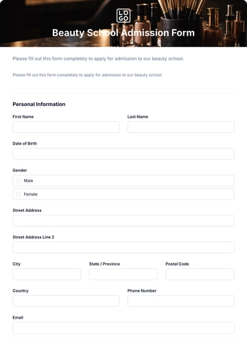 Free Beauty School Admission Form Template & AI Maker