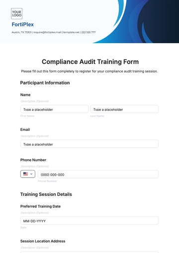 Free Compliance Audit Training Form Template to Edit Online