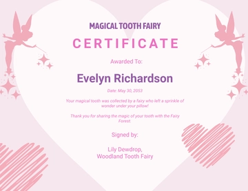Free Colorful Magic Tooth Fairy Certificate Template to Edit Online