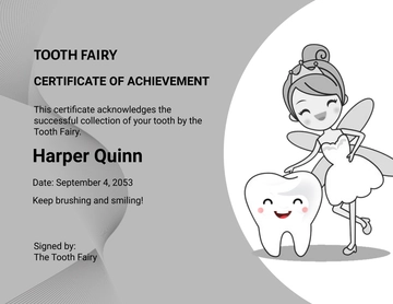 Free Gray Tooth Fairy Certificate Template to Edit Online