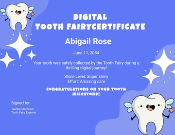 Free Digital Tooth Fairy Certificate Template to Edit Online