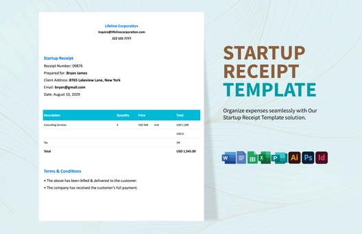 Startup Receipt Template