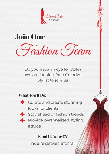 Free Fashion Job Ad Template to Edit Online