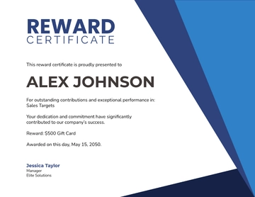 Free Reward Certificate for Business Template to Edit Online