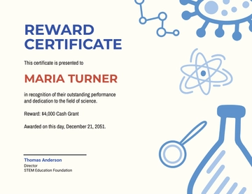 Free Science Reward Certificate Template to Edit Online