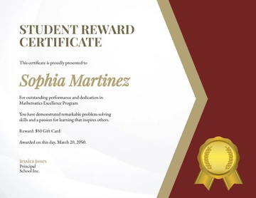 Free Reward Certificate for Student Template to Edit Online