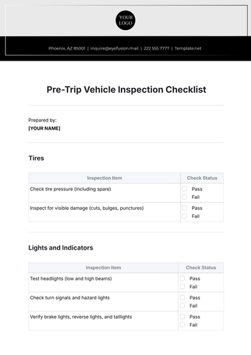 Free Pre-Trip Vehicle Inspection Checklist Template to Edit Online