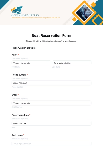 Free Boat Reservation Form Template to Edit Online