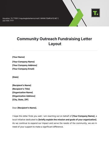 Free Community Outreach Fundraising Letter Layout Template to Edit Online