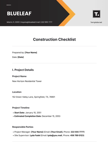 Free Construction Checklist Template to Edit Online