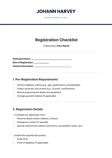 Free Registration Checklist Template to Edit Online