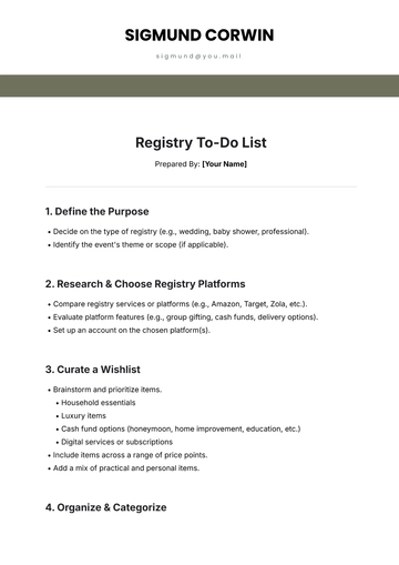 Free Registry To-Do List Template to Edit Online