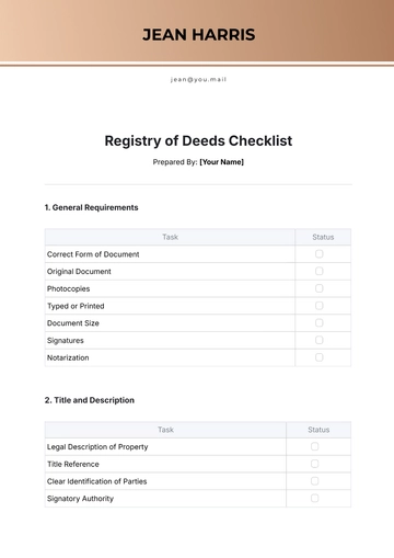 Free Registry of Deeds Checklist Template to Edit Online