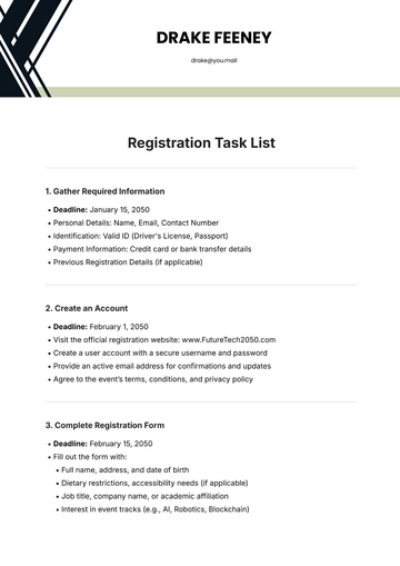 Free Registration Task List Template to Edit Online