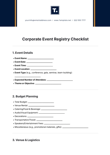 Free Corporate Event Registry Checklist Template to Edit Online