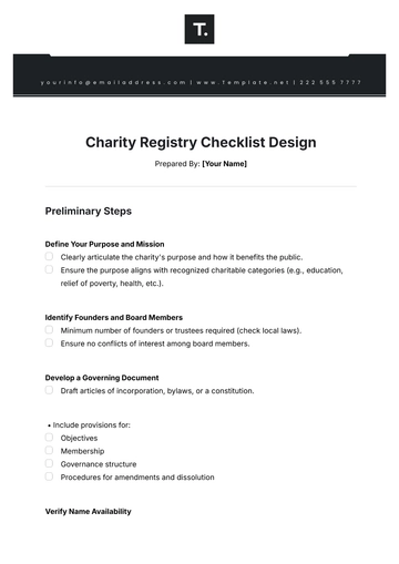 Free Charity Registry Checklist Design Template to Edit Online