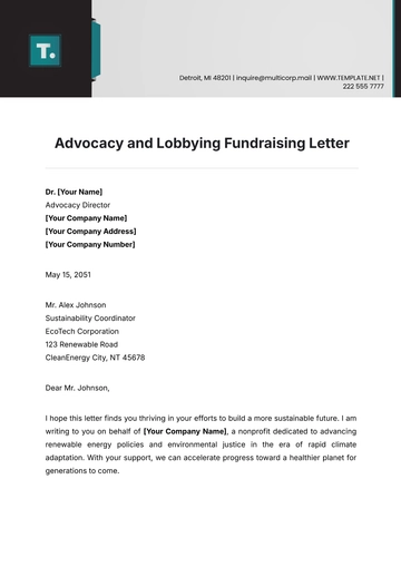 Free Advocacy and Lobbying Fundraising Letter Template to Edit Online