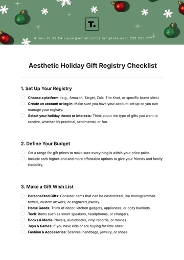 Free Aesthetic Holiday Gift Registry Checklist Template to Edit Online