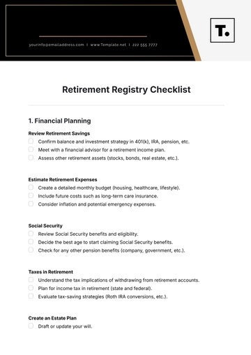 Free Retirement Registry Checklist Template to Edit Online