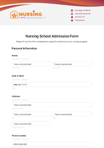 Free Nursing School Admission Form Template to Edit Online