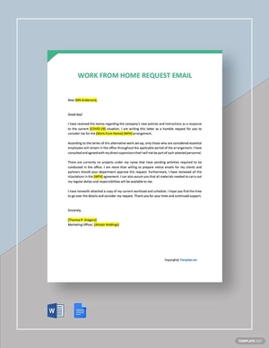 Editable Work From Home Request Email Template