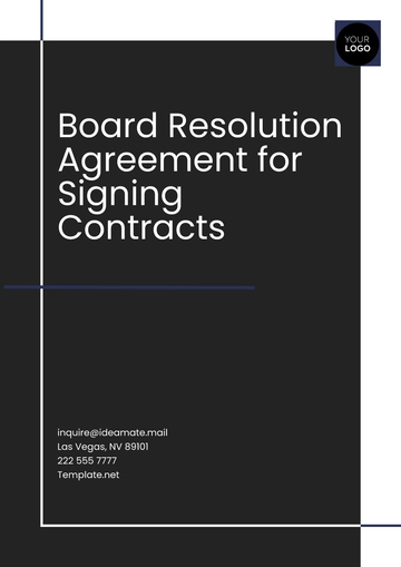 Free Board Resolution Agreement for Signing Contracts Template to Edit Online