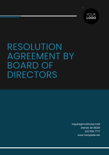 Free Sample Resolution Agreement by Board of Directors Template to Edit Online