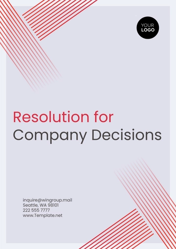 Free Resolution for Company Decisions Template to Edit Online