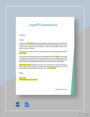 Layoff Letter due to Coronavirus